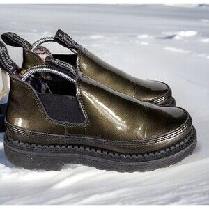 Georgia Boot Patent Leather Black W/ Gold Shimmer Romeo Shoes GB00138 Womens 7.5
